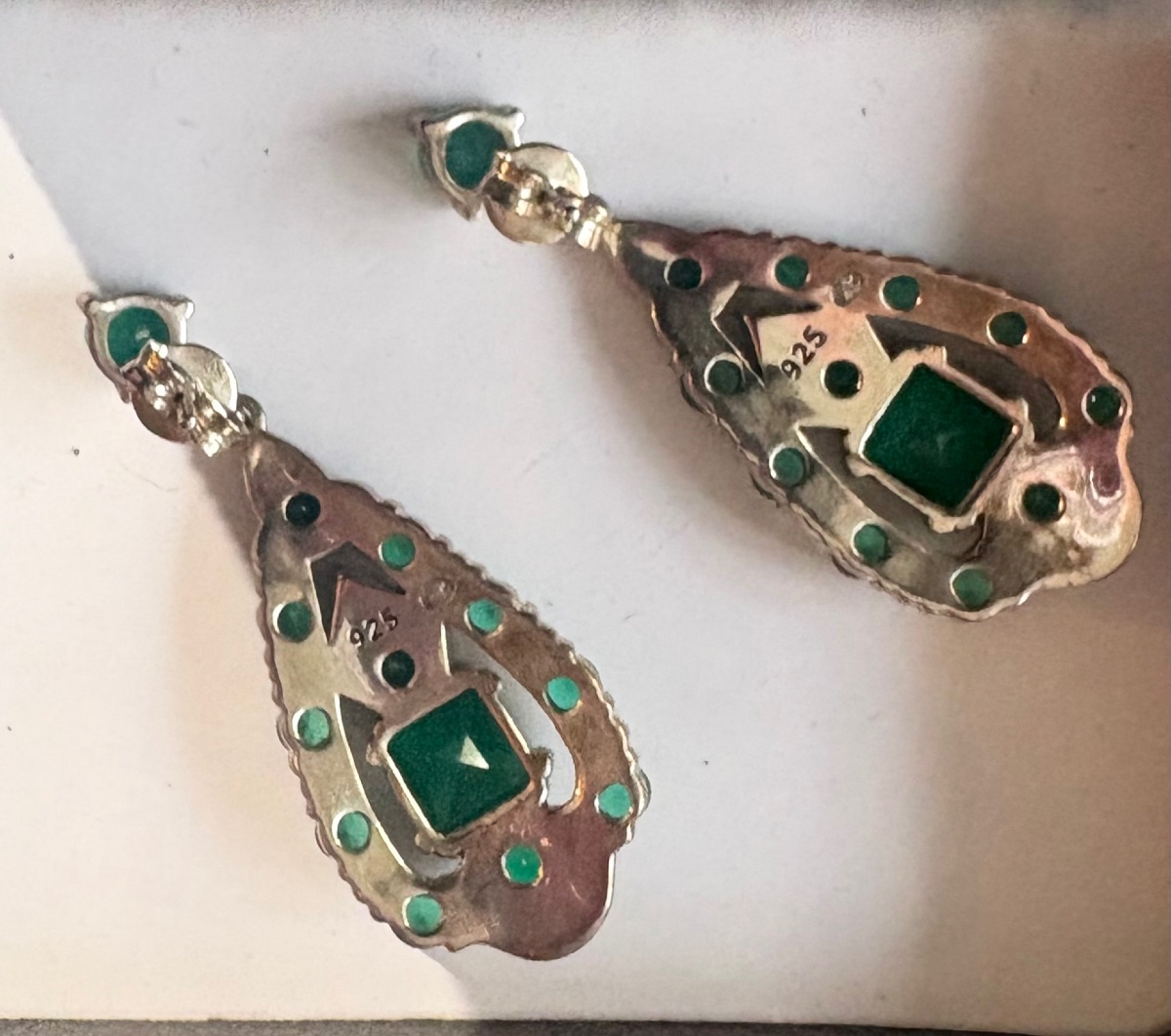 Boucles d oreilles argent Agathe vertes-photo-2