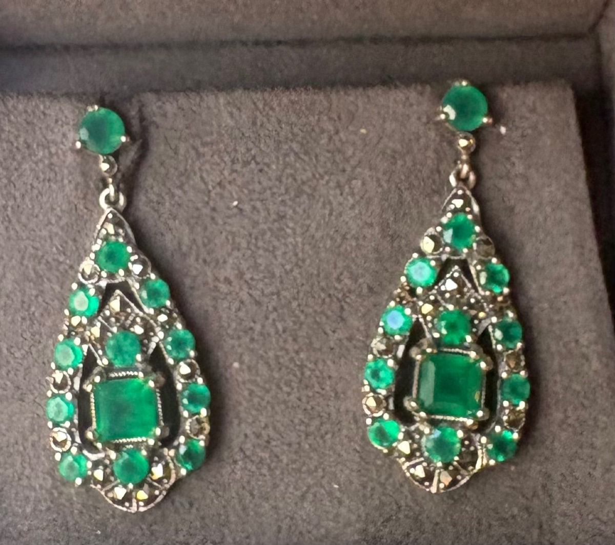 Boucles d oreilles argent Agathe vertes-photo-3