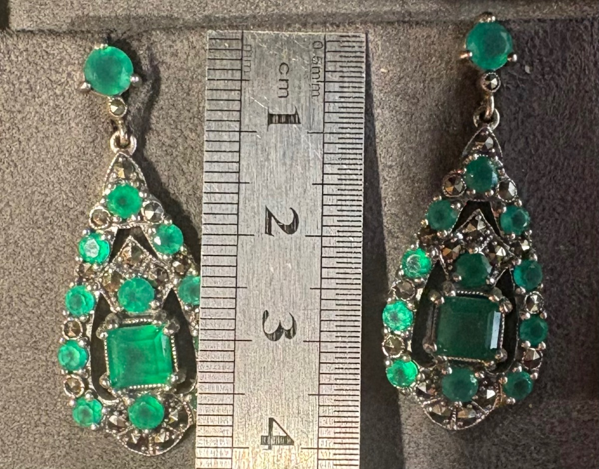 Boucles d oreilles argent Agathe vertes-photo-5