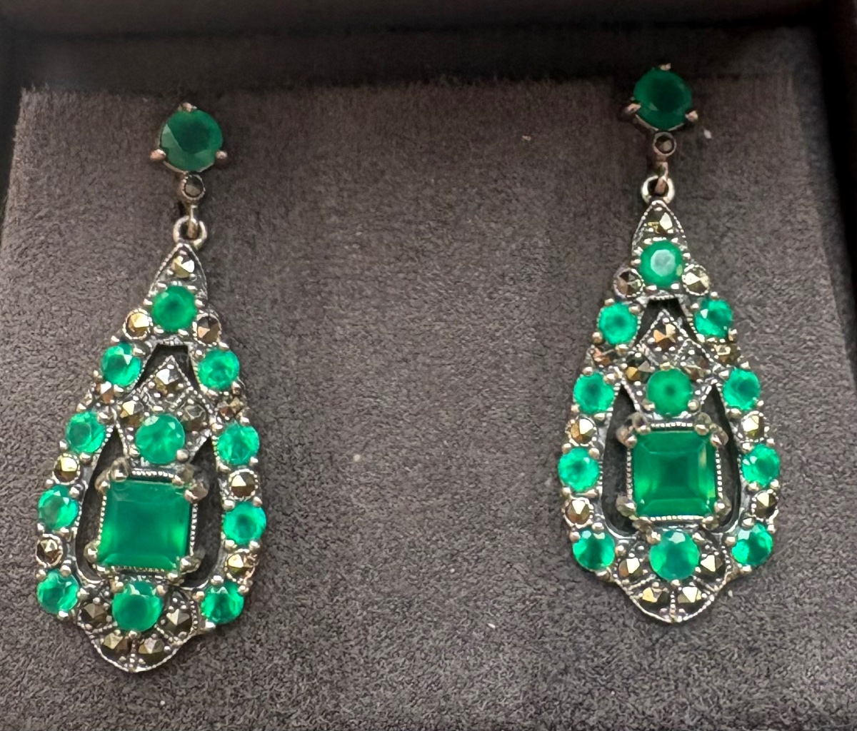 Boucles d oreilles argent Agathe vertes