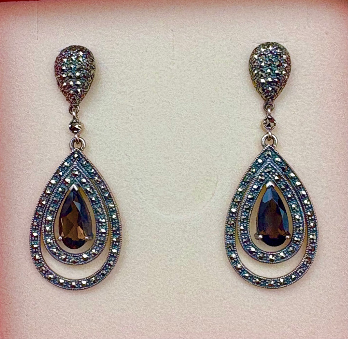Smoky Quartz Silver Earrings -photo-4