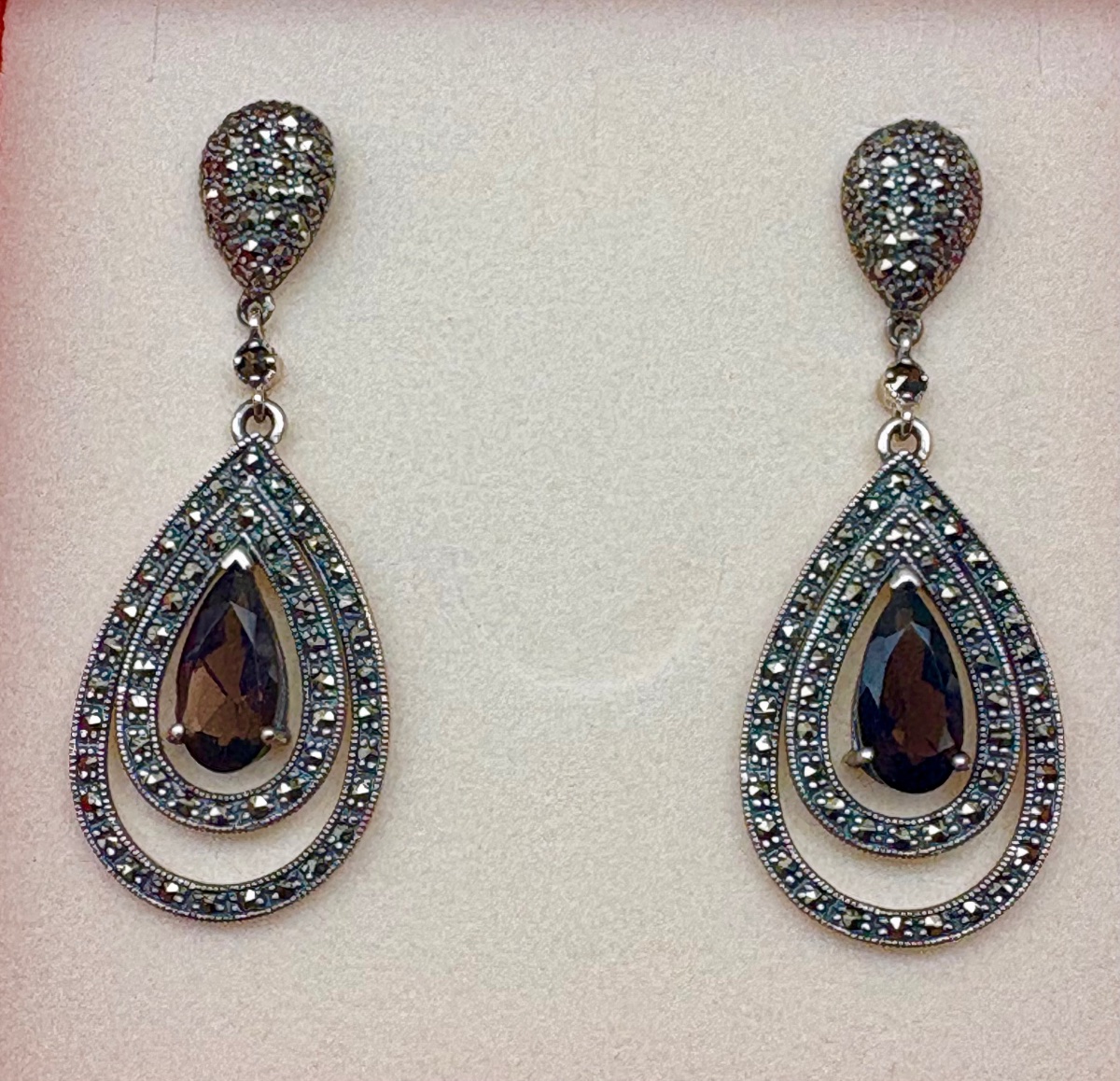 Smoky Quartz Silver Earrings -photo-1