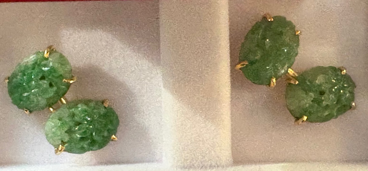 Boutons de manchettes or et jade-photo-2
