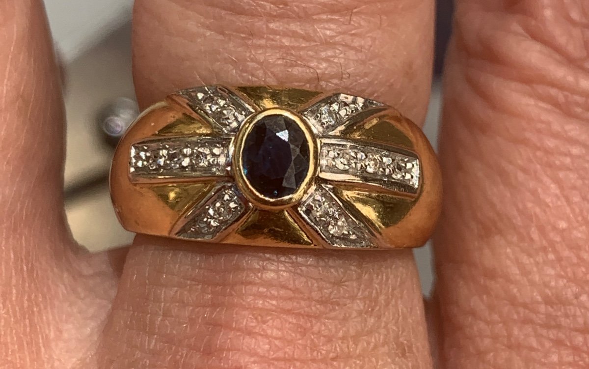 Bague Or 18 Ct Saphir Diamants 