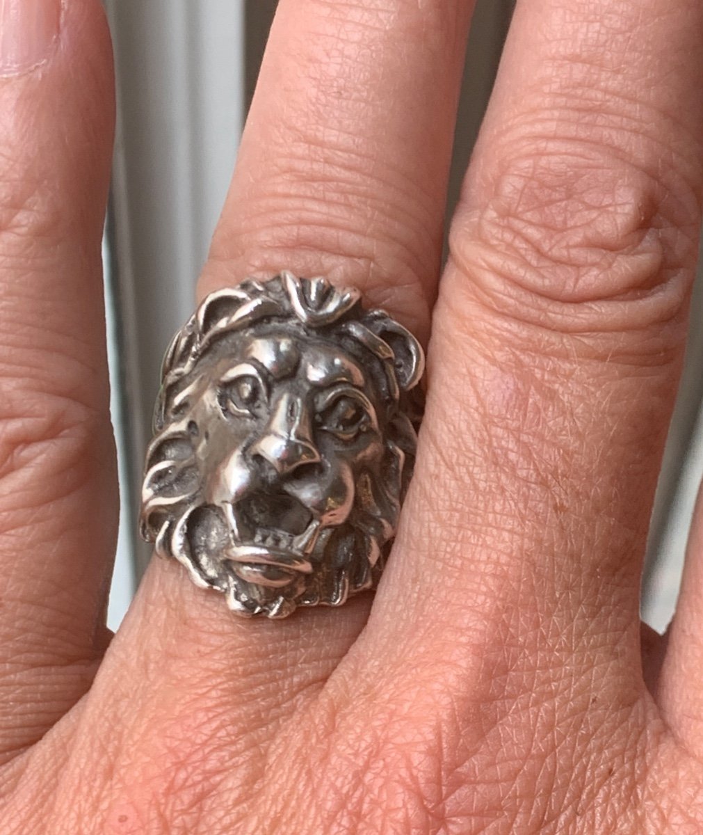 Bague Lion En  Argent -photo-5