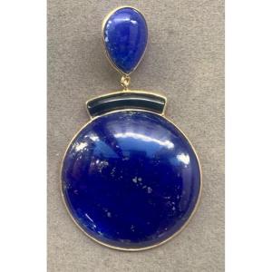 Vermeil Lapis Lazuli Onyx Pendant