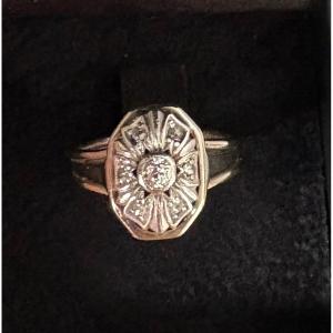 White Gold Ring With Art Deco Diamonds