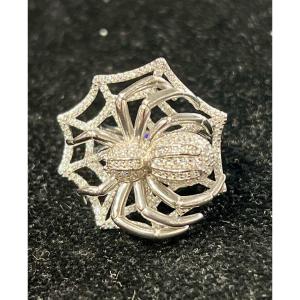 Bague araignée en argent sertie de zirconiums