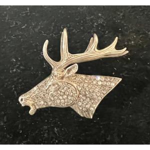 Silver Deer Brooch Vintage