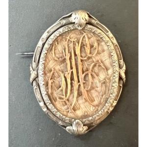 Antic Brooch Silver And Gold Reliquary Braided Hair