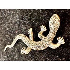 Broche lézard argent 925 marcassites