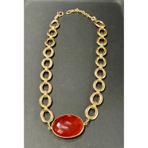 Gold-plated Carnelian Necklace 