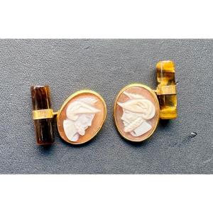 Boutons de manchettes cameo or