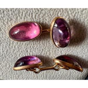 Gold And Amethyst Cufflinks