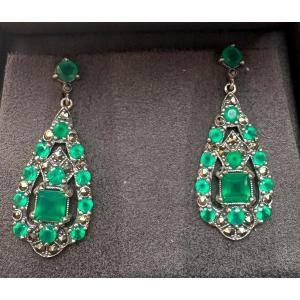 Boucles d oreilles argent Agathe vertes