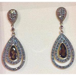Smoky Quartz Silver Earrings