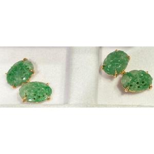 Boutons de manchettes or et jade