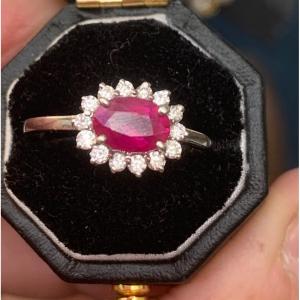 Bague Or Blanc Rubis Diamants 