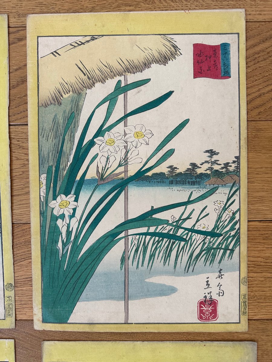 Utagawa Hiroshige Ii, 7 Prints Of Flowers, Plants, And Landscapes-photo-2