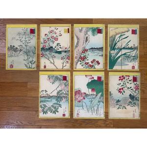 Utagawa HIROSHIGE II, 7 estampes fleurs plantes paysages