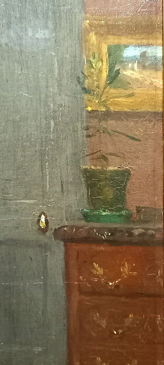 Portrait d'homme dans un intérieur. Louis Alexandre Bouché.  École Française. -photo-4