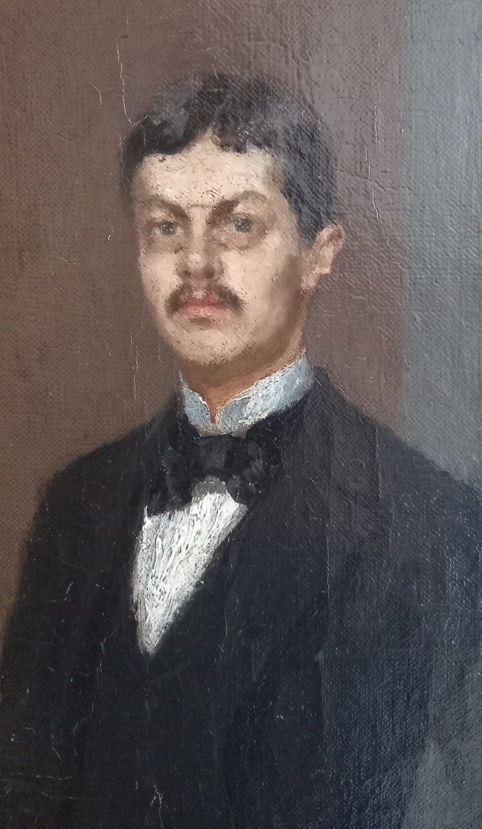 Portrait d'homme dans un intérieur. Louis Alexandre Bouché.  École Française. -photo-2