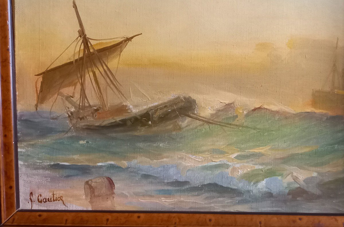Marine, Naufrage.  François Gautier, école Provençale. -photo-5