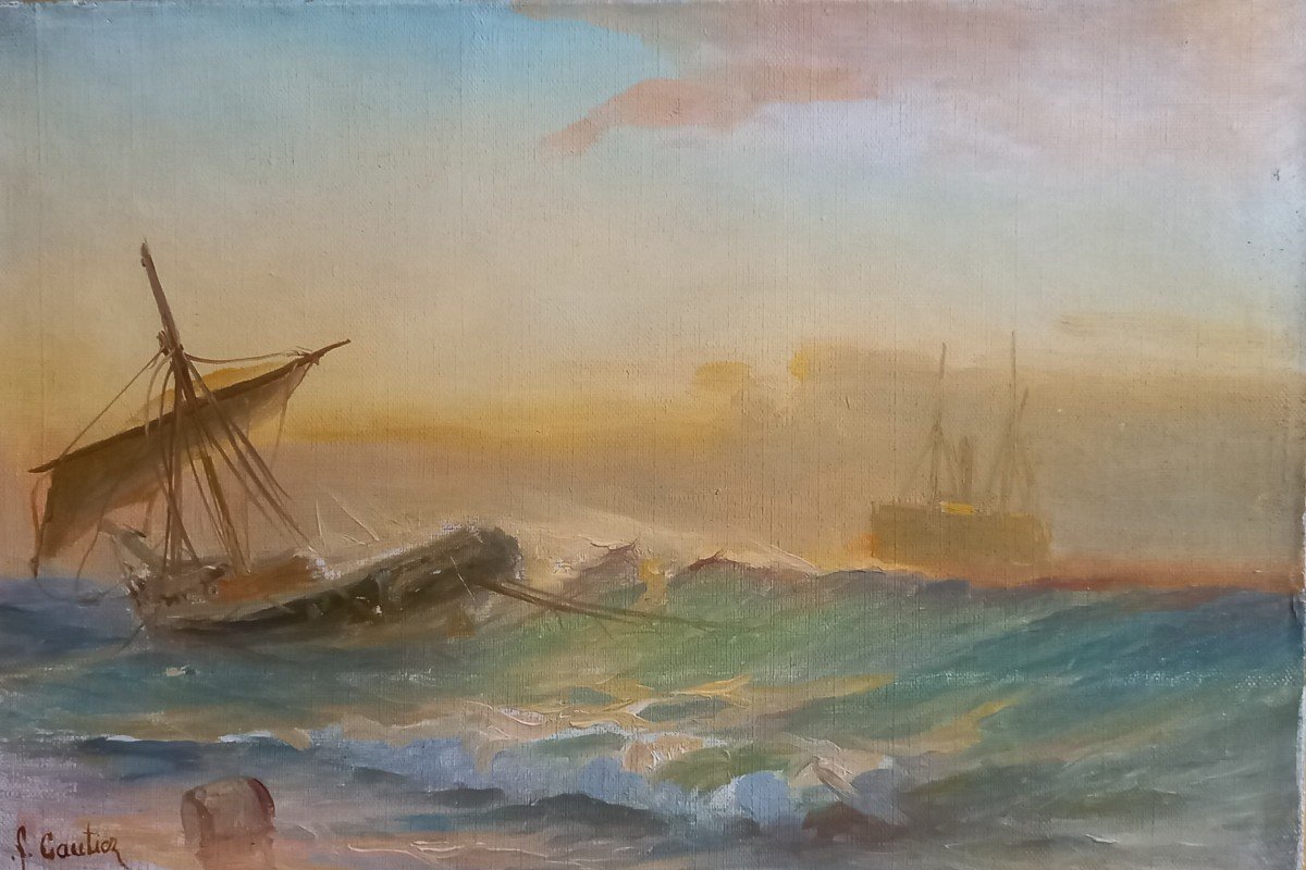 Marine, Naufrage.  François Gautier, école Provençale. 