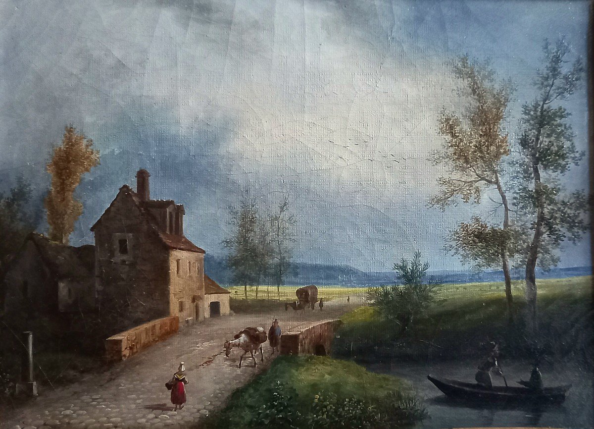 Pair Of  Landscapes,1829. Louis Claude Mallebranche. French School. -photo-2
