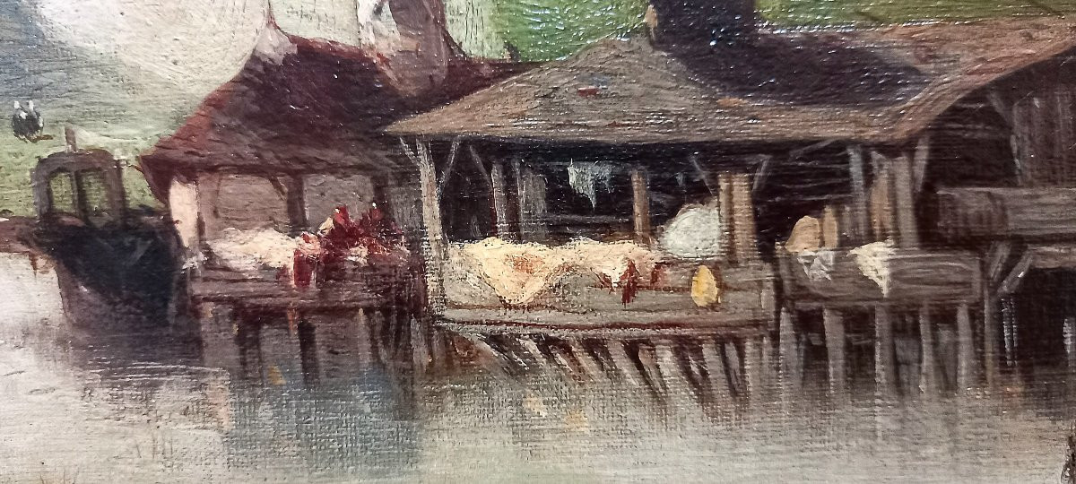 Village In Normandy. Eugène Deshayes (1848 - 1890)-photo-2