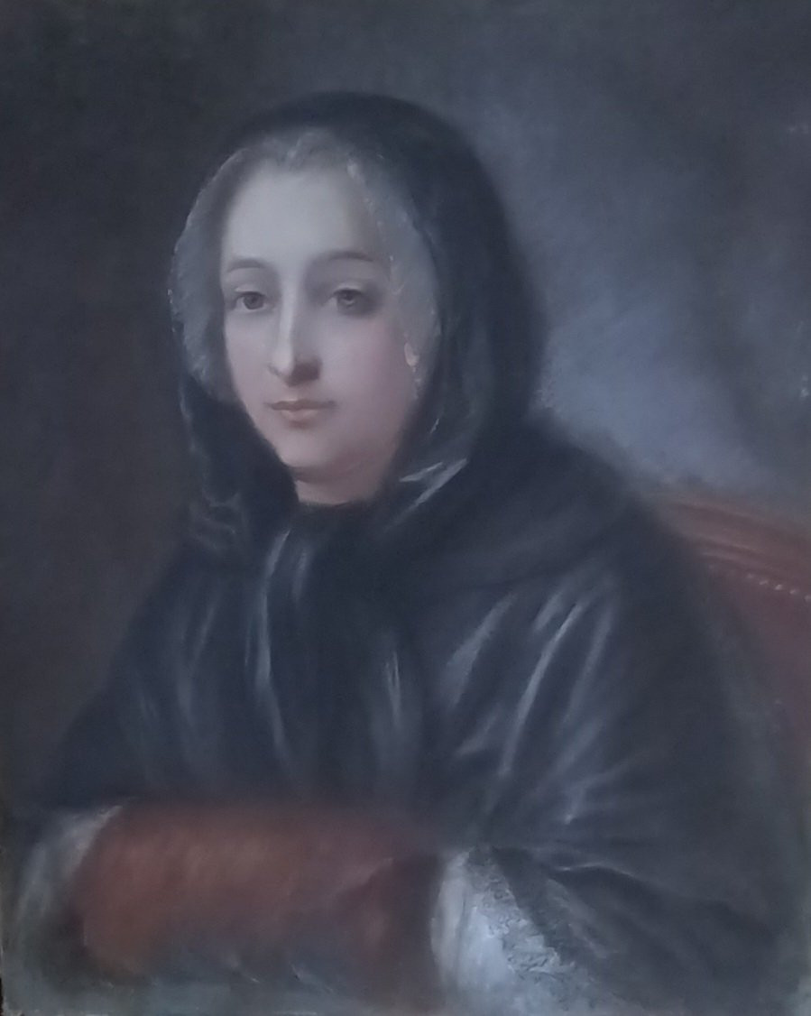 Woman With A Muff. 18th Century. Pastel.-photo-2