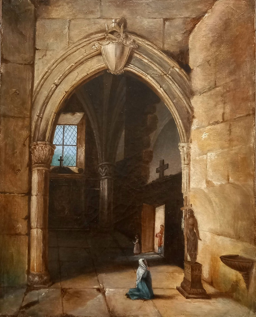 Animated Church Interior. 1830. Romantic School. -photo-3