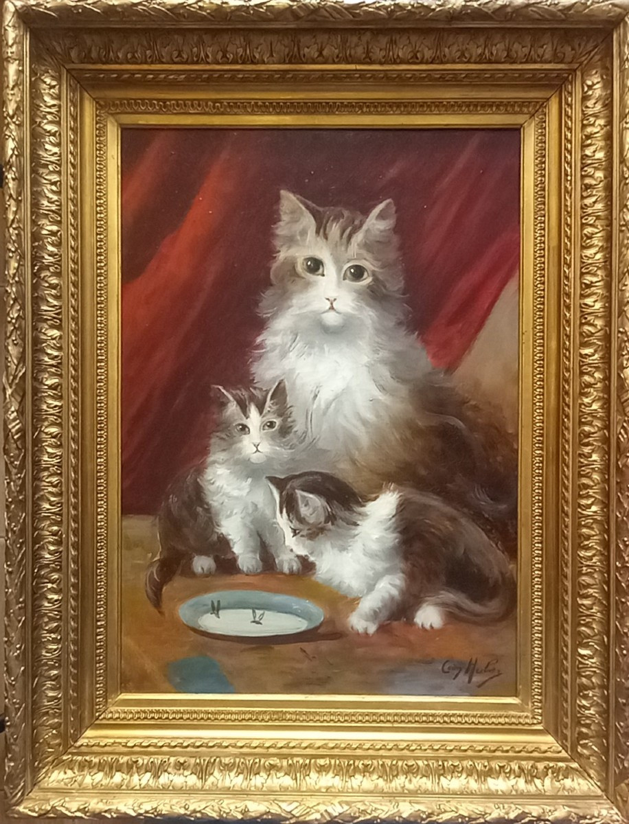 Chat et chatons. Léon Charles Huber. -photo-3