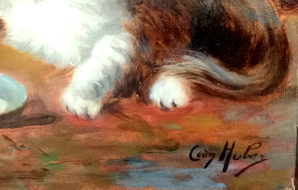 Chat et chatons. Léon Charles Huber. -photo-4