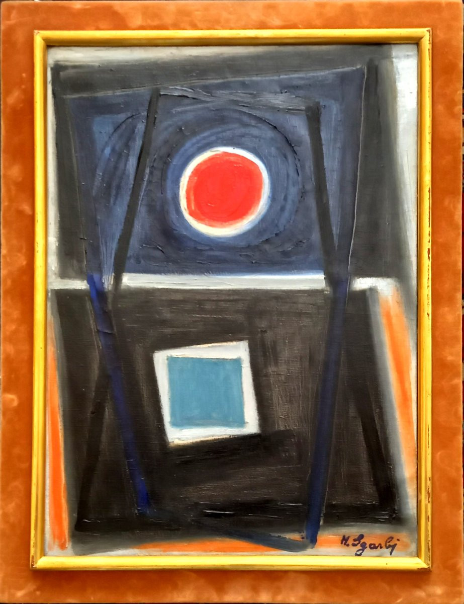 Hector Sgarbi. Uruguay. Composition With A Red Circle And Bleue Square, 1956. -photo-2