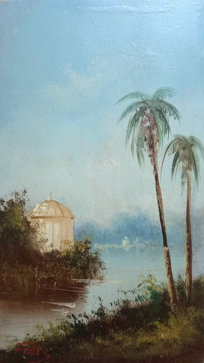 Pair Of Orientalist Landscapes. 19th Century.-photo-2