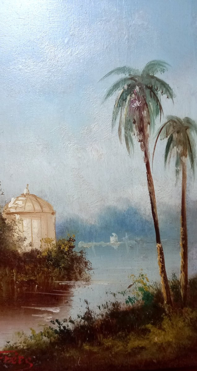 Pair Of Orientalist Landscapes. 19th Century.-photo-4