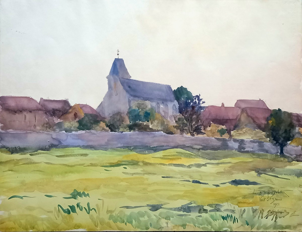 Vue du village  de Vert-Saint-Denis. Lucien Jacques Delettrez (1890 - 1956 )