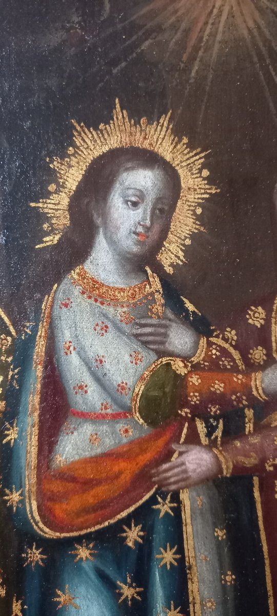 La Visitation de la Vierge Marie. École vice-royale. XVIIIème siècle. Pérou. Bolivie.-photo-4