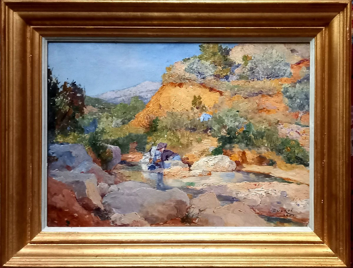 Washerwomen At The Foot Of Mount Sainte Victoire. édouard Ducros 1901.-photo-2