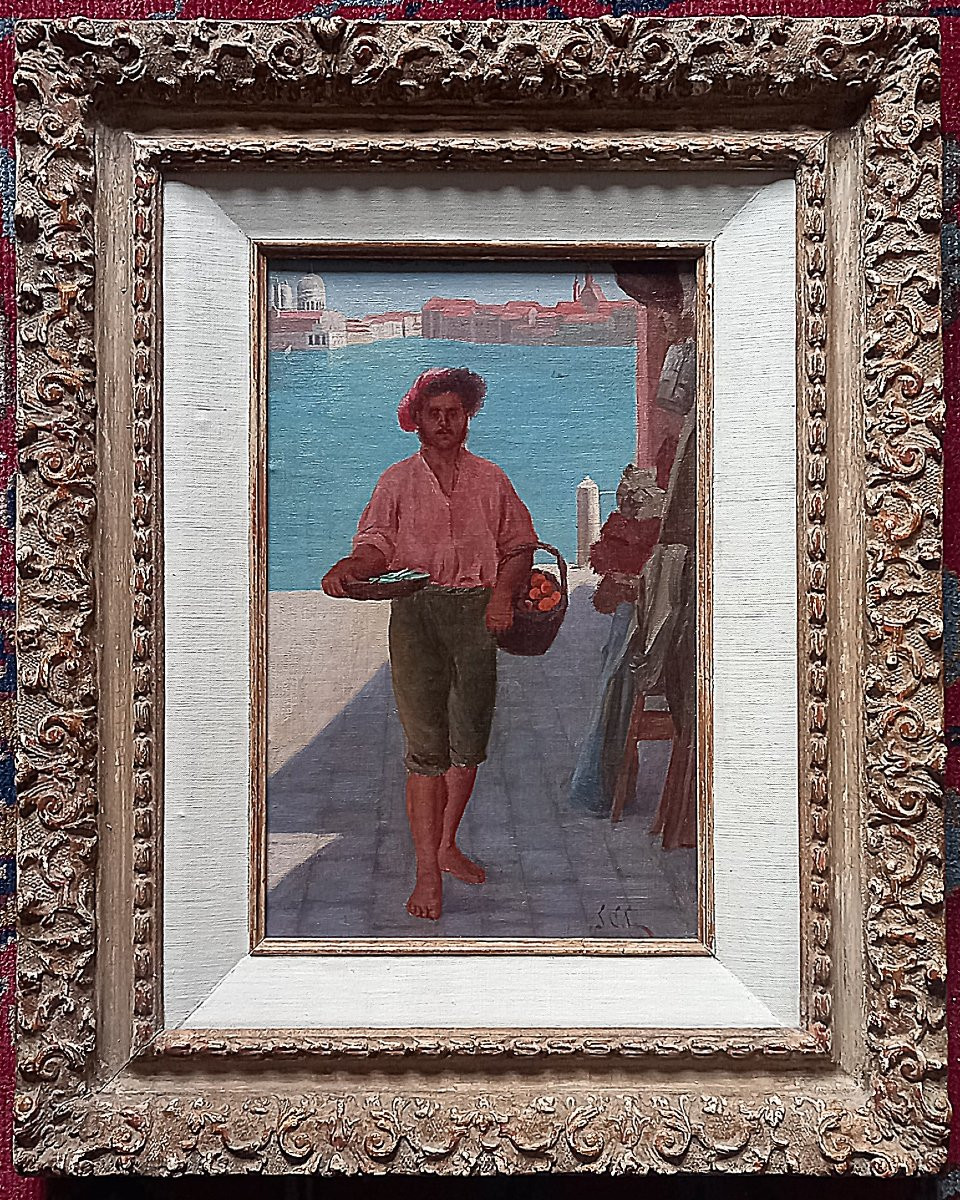Orange Seller In Venice. Italian School Circa 1900.-photo-2