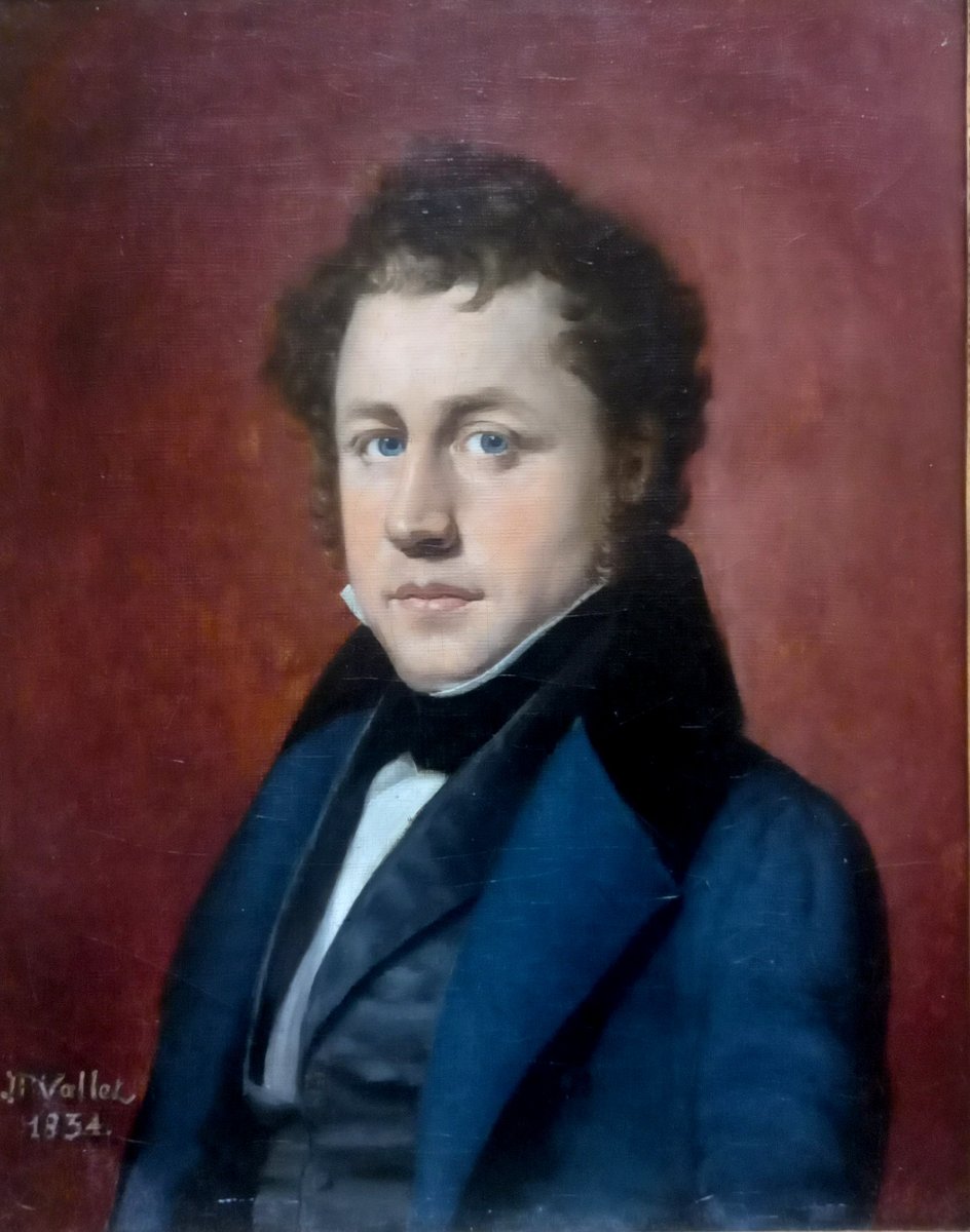 Pierre Jean Vallet, Pupil Of Ingres. Portrait Of A Man In A Blue Frock Coat (1834)-photo-6