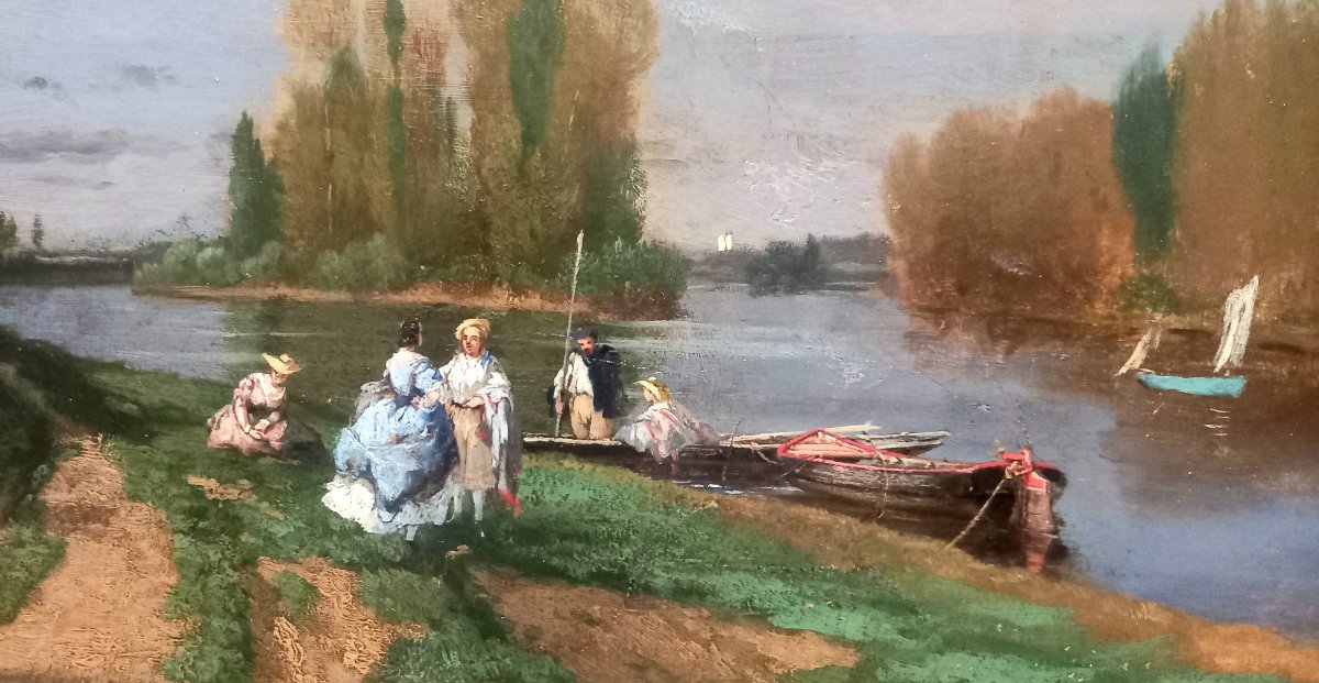 Honoré Gaspar Delaroche.  Asnières-sur-seine. Boat Trip Along The Banks Of The Seine .1846-photo-1