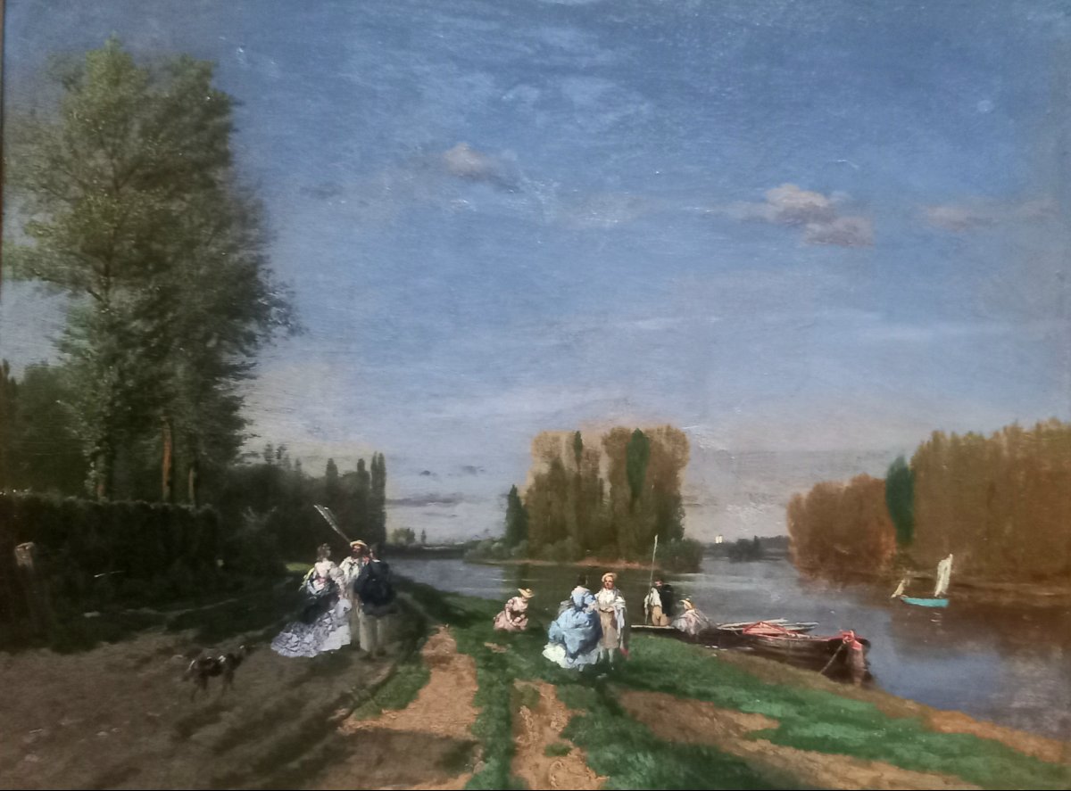 Honoré Gaspar Delaroche.  Asnières-sur-seine. Boat Trip Along The Banks Of The Seine .1846