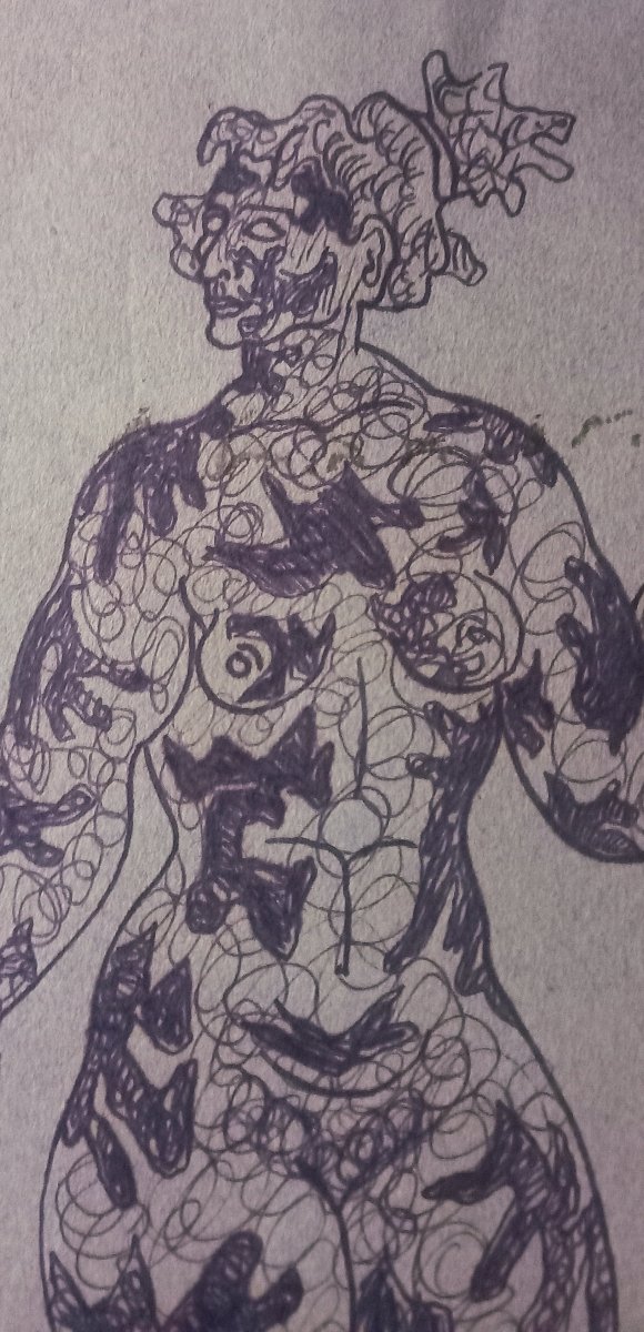 Tattooed Woman 1950. Cuban Modernist School.-photo-3
