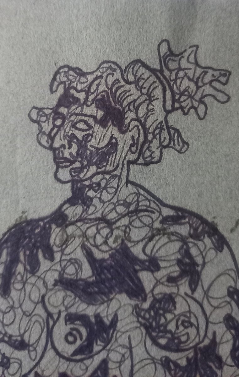 Tattooed Woman 1950. Cuban Modernist School.-photo-4