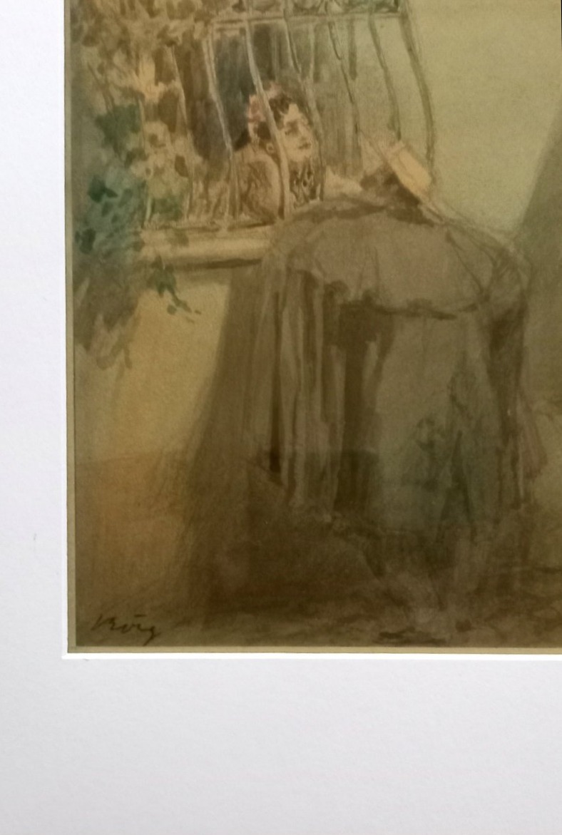 Pau Roig y Cisa. Barcelone, Espagne. École moderniste. Fin du XIXème siècle. Trois aquarelles  -photo-1