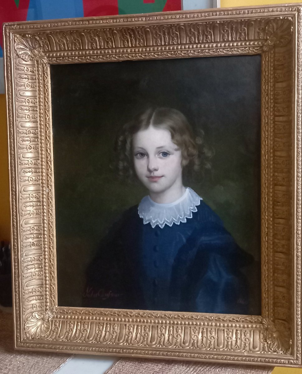 Jules Dufour, 1860. Garçon à collerette et costume bleu. -photo-2