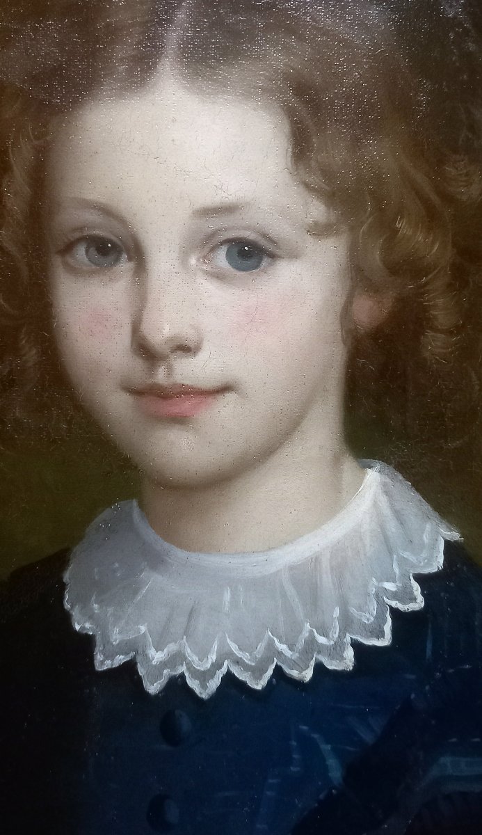 Jules Dufour, 1860. Garçon à collerette et costume bleu. -photo-1