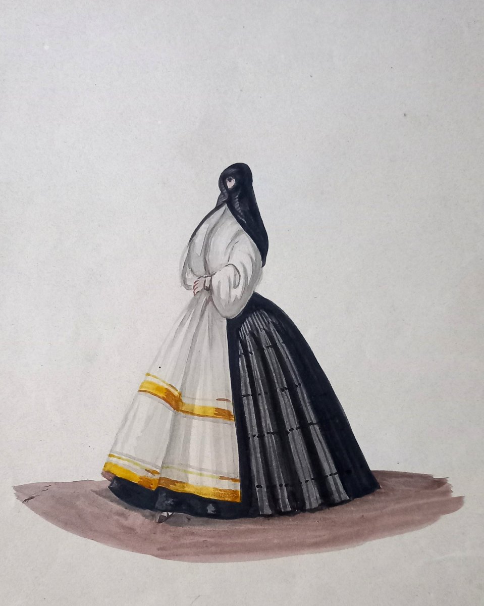 Pancho Fierro. Pérou.  "Tapada". Aquarelle XIXème siècle. Circa 1840. 